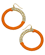 Blu Bijoux Gold, Suede and Crystal Hoop Earrings